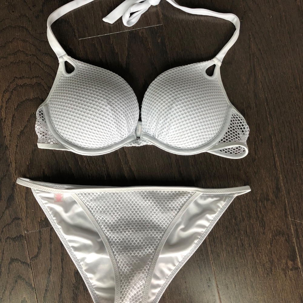Victoria's Secret white mesh 2-piece bathing suit
